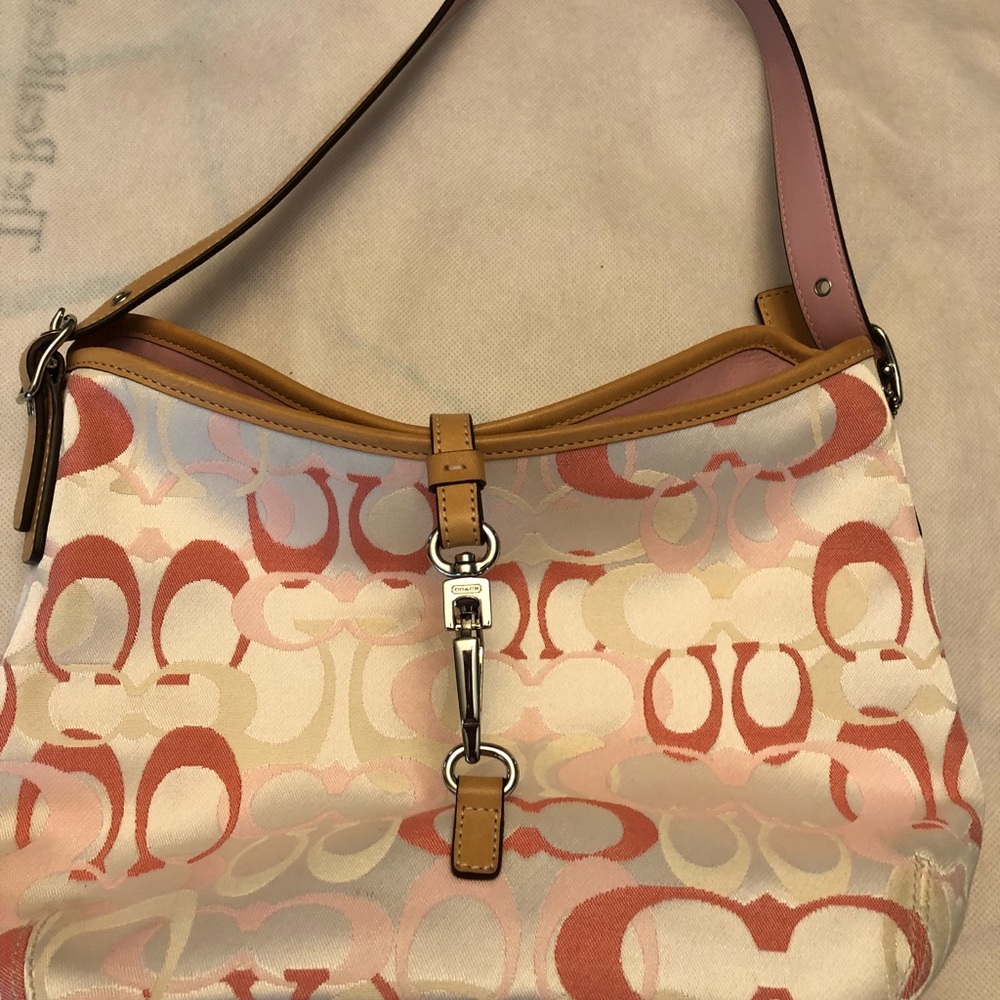 Authentic Coach pink and white bag